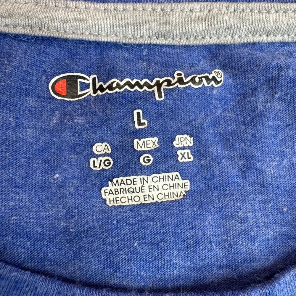 Champion Kansas Jayhawks T-Shirt Mens Large Blue‎ Pocket Tee - Picture 4 of 12